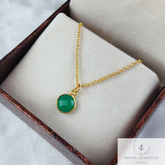Natural Green Onyx Necklace, Gold Plated Necklace, Green Onyx Pendant, Dainty Necklace, Chain Necklace, Layering Necklace, Charm Necklace